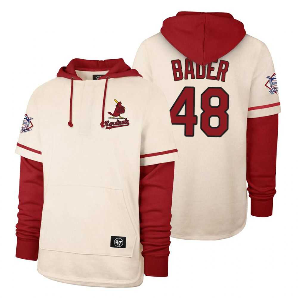Men St.Louis Cardinals 48 Bader Cream 2021 Pullover Hoodie MLB Jersey Men St.Louis Cardinals 48 Bader Cream 2021 Pullover Hoodie MLB Jersey